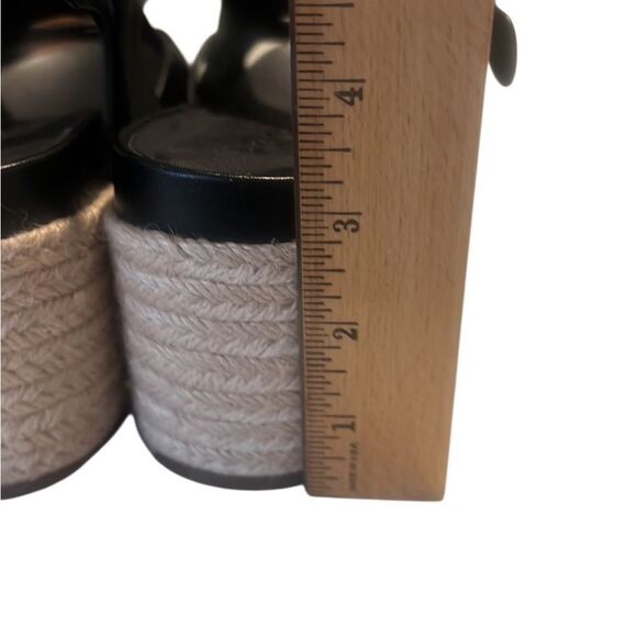 Aerosoles Chatham Black Leather Woven Block Heel Platform Sandals Size 8 - Picture 12 of 13